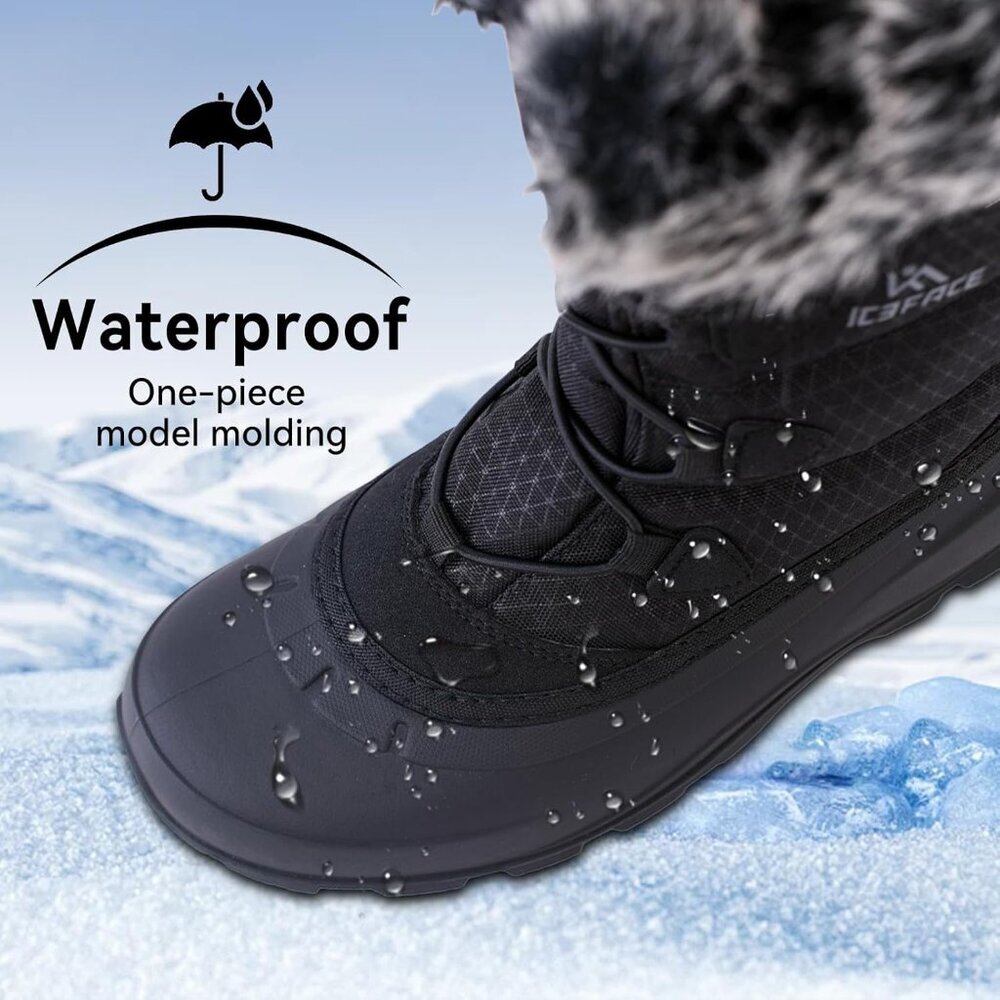 Women's Black Nylon Fabric Ultimate Warmth Stylish And Functional Winter Boots - Picture 2 of 5